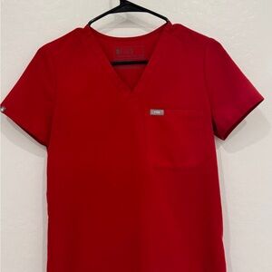 Figs Red Catrina V-Neck Scrub Top